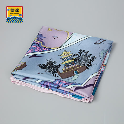 【皇锦】真丝围巾桑蚕丝印花方巾·丝路山水卷轴 商品图2