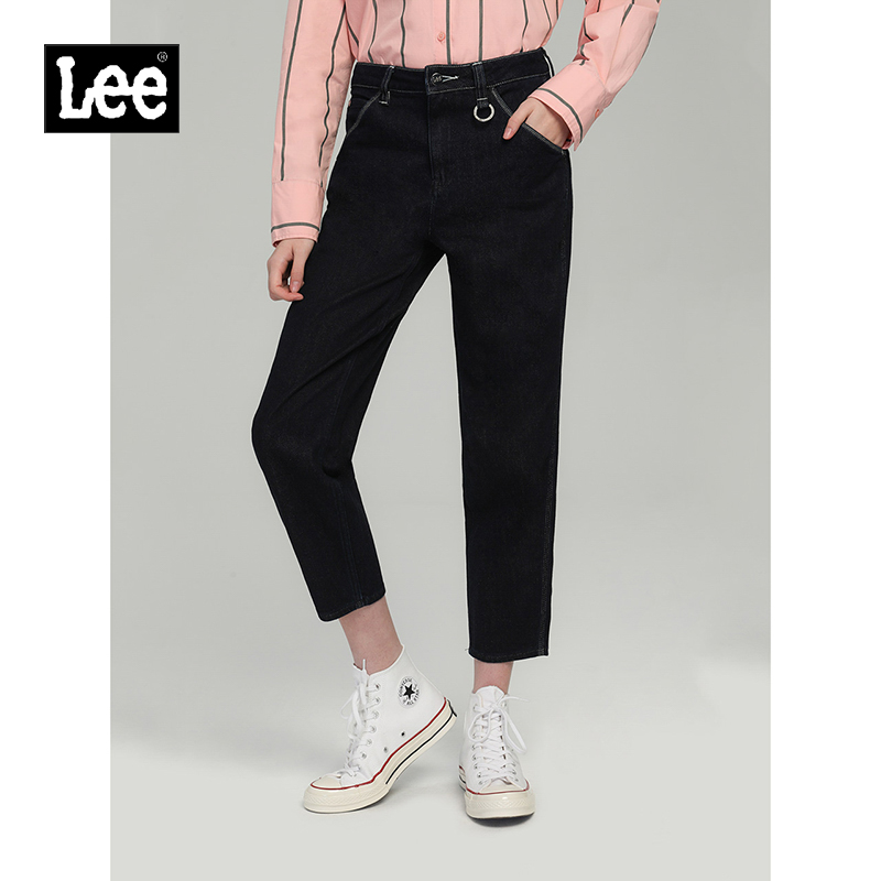 【腰围24-25】Lee商场同款21新品411高腰小脚女牛仔裤显瘦男友酷LWZ4114ET898