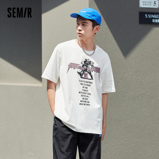森马短袖T恤男个性卡通字母印花2022夏季新款帅气减龄男生上装潮-TDS 商品图1