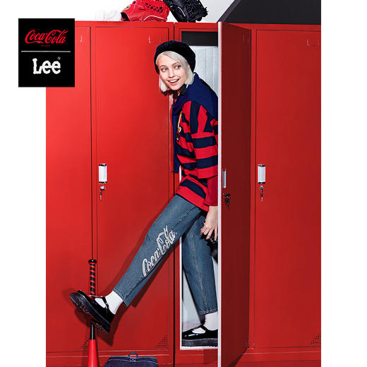 【尺码24-26】Lee可口可乐联名411舒适高腰小脚蓝女牛仔裤男友酷LWZ4115GL94U 商品图0