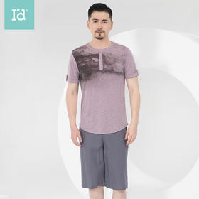 【清仓特惠】爱帝国风水墨亚麻可外穿男士短袖套装