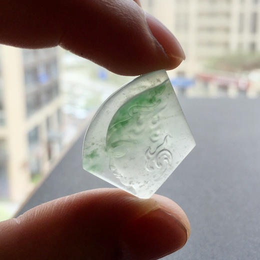 高冰种阳绿俏色佛在我心18k白金钻石镶嵌 商品图10