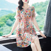 新款原创，设计印花宽松小个子大码女装真丝连衣裙WWM-69218 商品缩略图1