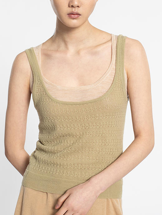 2022新款女士丝光羊毛混纺12针双股吊带背心 商品图2