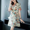 Cls1928 2022夏季新款中国风改良版旗袍气质女神宽松大码印花仿真丝连衣裙 商品缩略图3