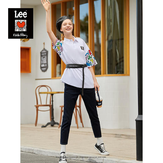 【Keith Haring联名】Lee21新品宽松白色女短袖T恤L440002YVK14 商品图1