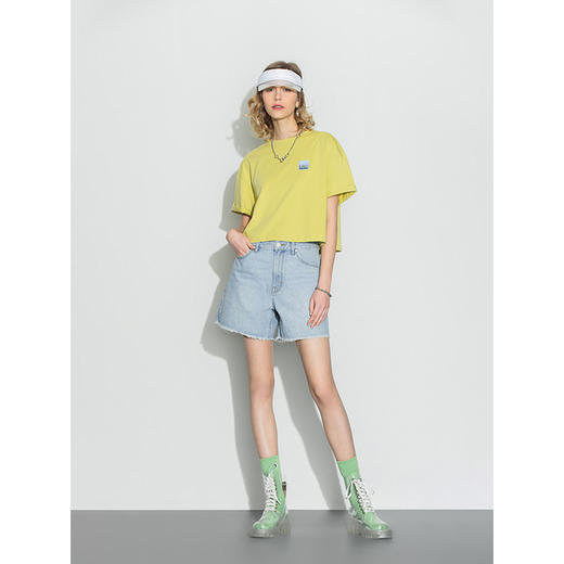 Lee商场同款22春夏新品毛须边浅蓝色女牛仔短裤LWB143653100-180 商品图2