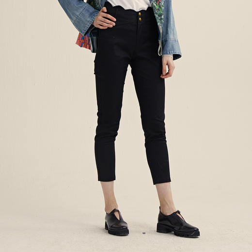 谜底牛仔裤女2022夏季复古高腰天丝棉小脚裤225MK6002 商品图2