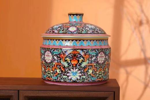 张彩云： 【重工黑底珐琅茶餅罐】 商品图0