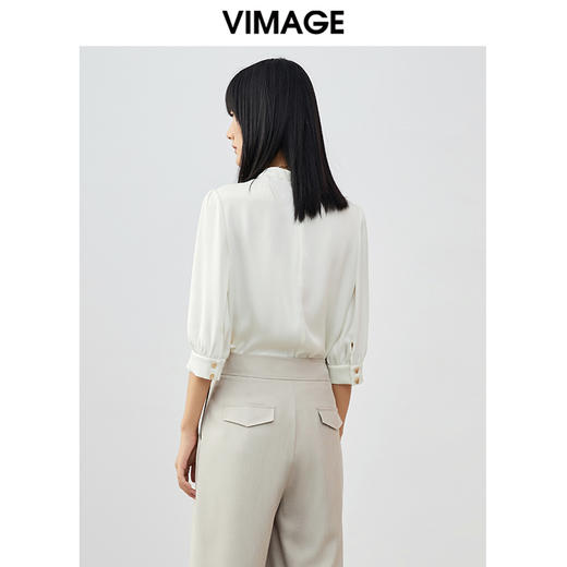VIMAGE/纬漫纪夏季新品宫廷五分袖袖简约大方小上衣V1713330 商品图5