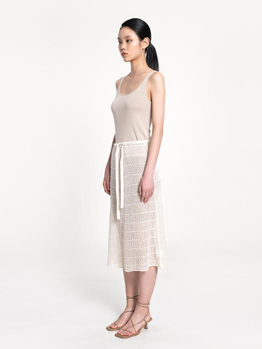 2022新款女士真丝羊绒12针双股网眼透视半身裙 商品图3