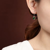 S925纯银，和田碧玉复古优雅蛋面镶嵌民族风耳坠CW-171 商品缩略图3