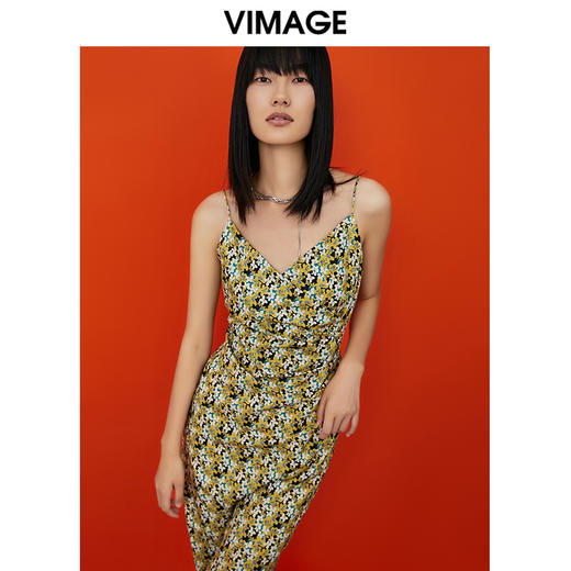 VIMAGE/纬漫纪夏季新款印花时尚气质吊带连衣裙V1707335 商品图0