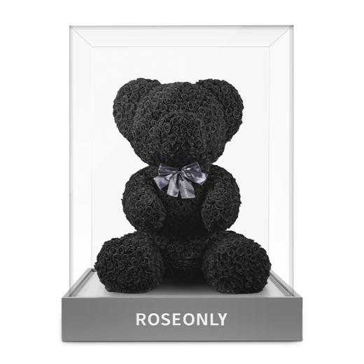 roseonly高端定制永生玫瑰玫瑰公仔玫瑰熊定制款黑色