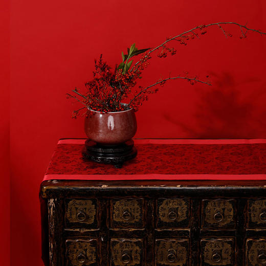 【皇锦】织锦桌旗-皮球花 商品图2