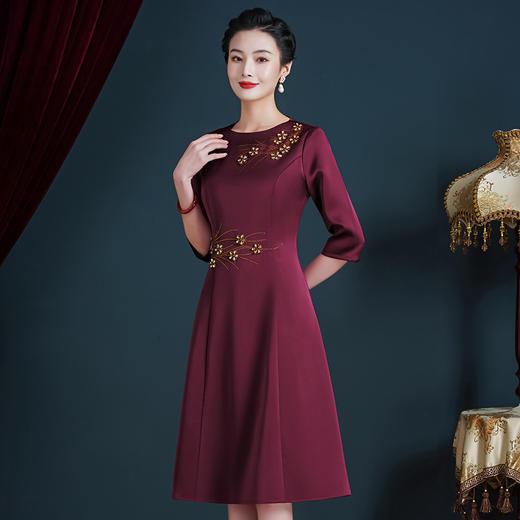 JC-JY5201喜婆婆婚宴装小个子婚礼妈妈礼服平时可穿简约大气显瘦连衣裙 商品图1