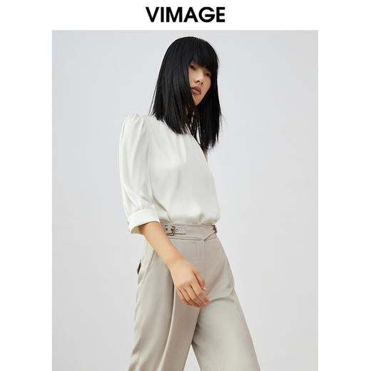VIMAGE/纬漫纪夏季新品宫廷五分袖袖简约大方小上衣V1713330 商品图2