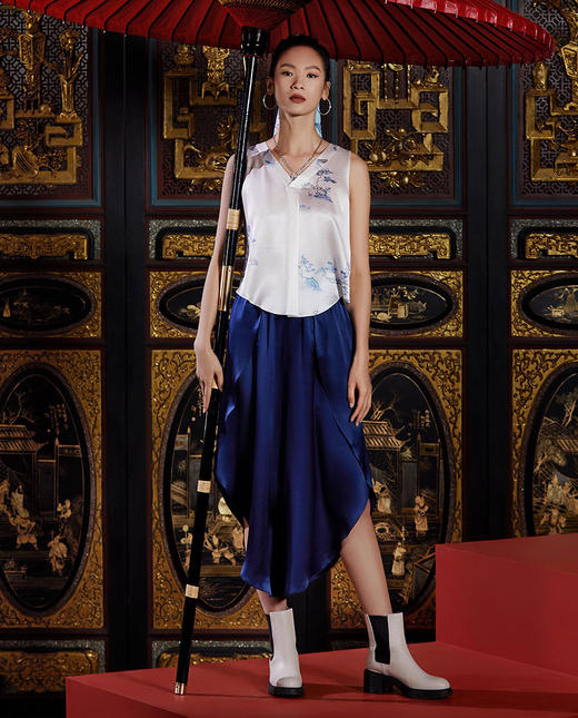 【皇锦】真丝背心九分裤分身套装 商品图0