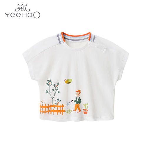 英氏童装儿童短袖t恤宝宝纯棉上衣22新款夏装宽松衣服YRTCJ22306A 商品图0
