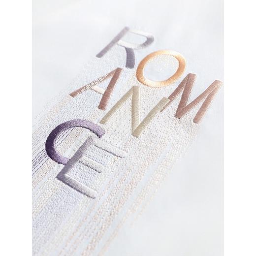 COCOBELLA简约时尚字母刺绣短袖T恤女夏新款白色纯棉上衣TE862 商品图3