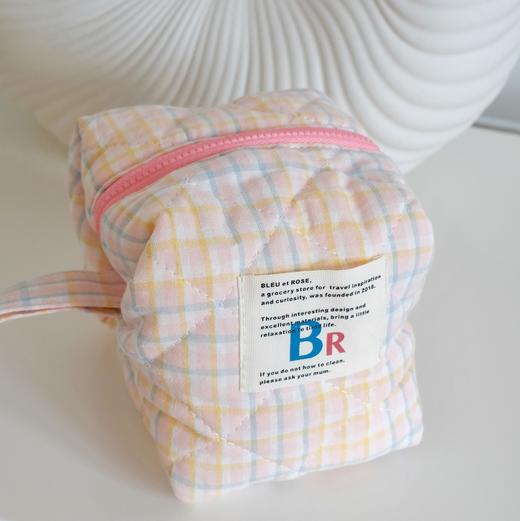 豆腐包 BLEU et ROSE ins风立体格纹大容量便携化妆包 小号/大号 商品图2