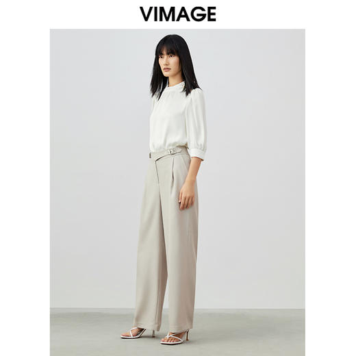 VIMAGE/纬漫纪夏季新品宫廷五分袖袖简约大方小上衣V1713330 商品图3