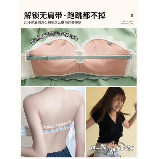 黛唯梵 无肩带内衣少女聚拢防滑无钢圈性感小胸白色隐形文胸罩套装夏季国庆出游一套批发价 商品图2