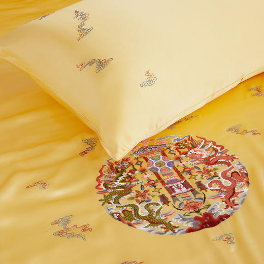 【皇锦】手绣三件套·双龙五谷丰登金色 商品图4
