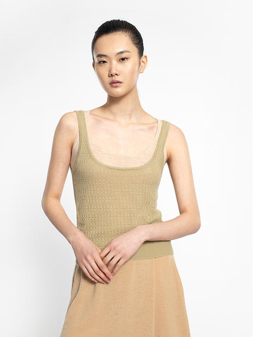 2022新款女士丝光羊毛混纺12针双股吊带背心 商品图0