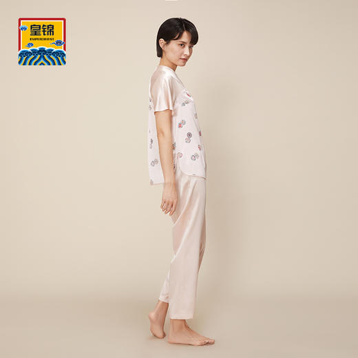 【皇锦】拼接中式短袖分身真丝睡衣·皮球花 商品图2