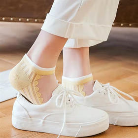【花边卡丝短袜】日系夏季透明水晶袜，亲肤舒适网纱透气薄款夏季短袜