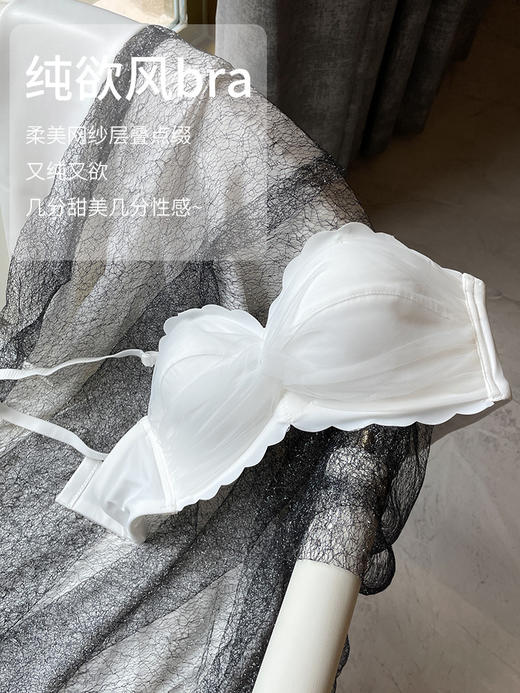 无肩带内衣女夏季薄款小胸聚拢调整型胸罩无钢圈防滑上托文胸套装国庆出游 商品图4