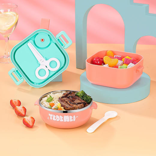 不锈钢儿童餐具防摔辅食碗宝宝专用吃饭便携外带婴儿碗勺套装 商品图7