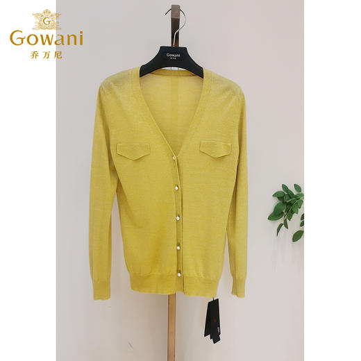 乔万尼冰丝针织衫女薄款小香风开衫v领春款外套针织衫长袖EI1M950 商品图1