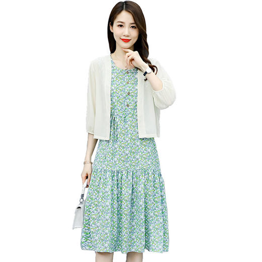 夏季新款宽松印花收腰显瘦圆中长裙连衣裙两件套HR-WT31099 商品图4