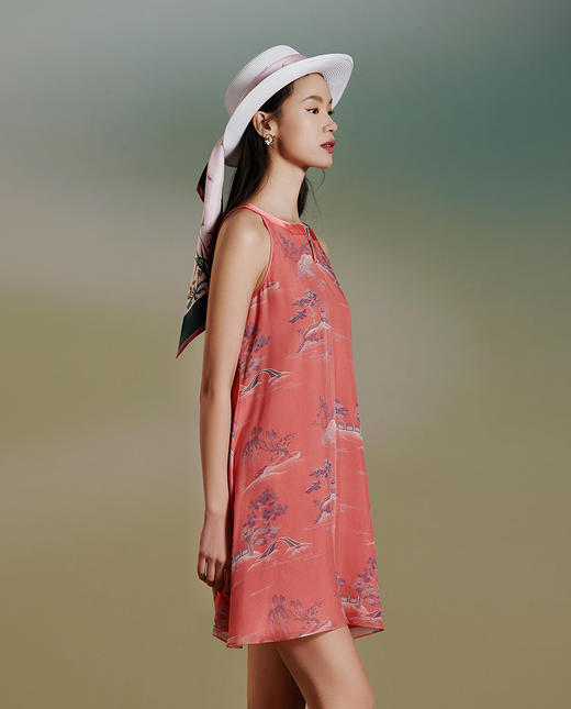 【皇锦】真丝雪纺中式领睡裙背心裙 商品图4