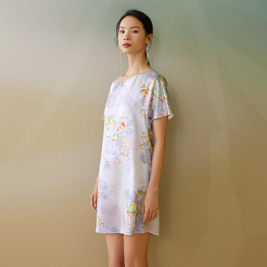 【皇锦】短袖斜襟领连衣裙 商品图2