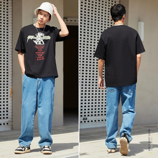 森马短袖T恤男个性卡通字母印花2022夏季新款帅气减龄男生上装潮-TDS 商品图2