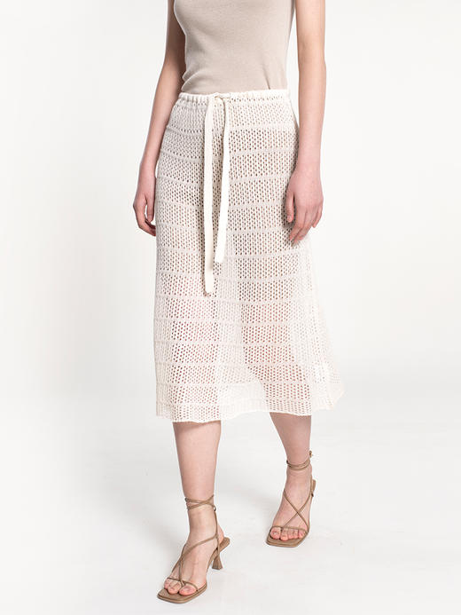 2022新款女士真丝羊绒12针双股网眼透视半身裙 商品图2