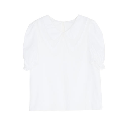 谜底2022夏季新款复古质感泡泡袖H型短袖纯棉上衣女222MS0615 商品图4