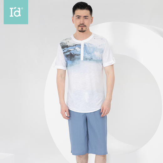 【清仓特惠】爱帝国风水墨亚麻可外穿男士短袖套装 商品图1