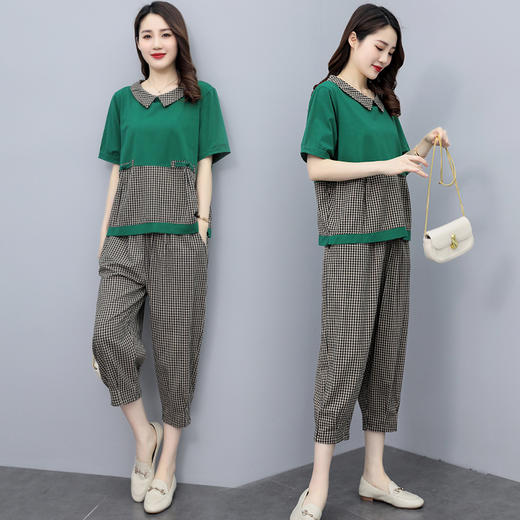 短袖时尚，大码洋气质通勤中年妈妈夏两件套HR-XX3304 商品图0