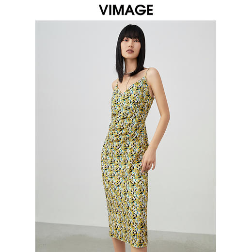 VIMAGE/纬漫纪夏季新款印花时尚气质吊带连衣裙V1707335 商品图2