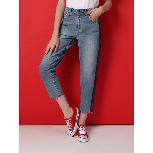 Lee商场同款411舒适高腰小脚蓝色女牛仔裤男友酷LWZ4115PC92N 商品图4