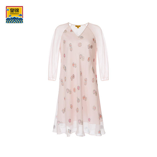 【皇锦】雪纺长袖长裙真丝睡衣·皮球花 商品图1