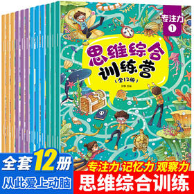 【心如健】思维综合训练营 全12册 找不同迷宫书专注力训练书3-6岁儿童益智注意力观察记忆力智力开发大脑思维书籍培养孩子宝宝大冒险连线书