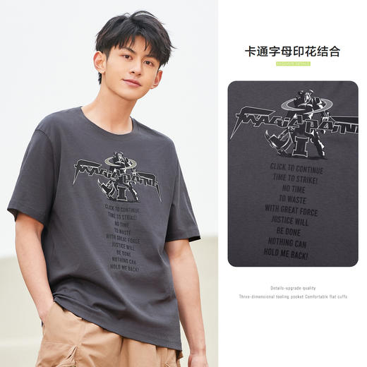 森马短袖T恤男个性卡通字母印花2022夏季新款帅气减龄男生上装潮-TDS 商品图3