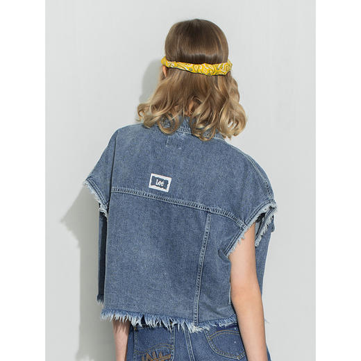 Lee商场同款22春夏新品短身款蓝女无袖夹克马甲LWT0024145PN-167 商品图1