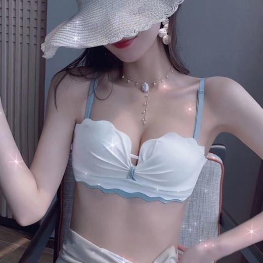 黛唯梵 无肩带内衣少女聚拢防滑无钢圈性感小胸白色隐形文胸罩套装夏季国庆出游一套批发价 商品图1