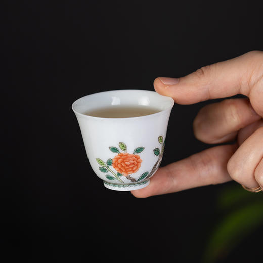 古彩牡丹玉脂杯5头茶具 商品图4